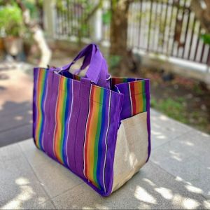 กระเป๋าสายรุ้งใบใหญ่BIG SHOPPING BAG กระเป๋าสะพายข้างกระเป๋าใส่โน๊ตบุ๊คกระเป๋าถือกระเป๋ากระสอบกระเป๋าช้อปปิ้งกระเป๋าToteกระเป๋าใส่เอกสาร