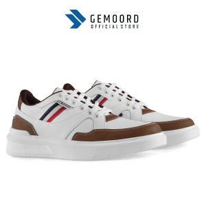 Gemoord G2418 Sepatu Sneakers Pria Casual Sport Kulit PU Putih Coklat