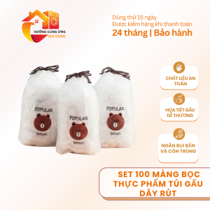 Set 100 màng bọc thực phẩm túi gấu dây rút túi bọc thực phẩm co giãn chống bụi bẩn tiện lợi cho nhà bếp