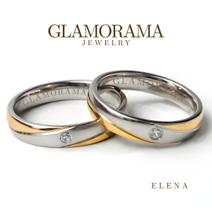 Wedding Ring Set 3-in-1 Gold-Plated 18K Gold Filled Finish for Proposal & Wedding | Glamorama Jewelry | "Elena"