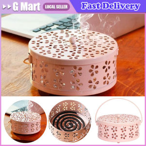 Mosquito Coils Holder Metal Mosquito Coil Box with Cover Incense Burner Holder Mosquito Repellent Coil Holder for Home Outdoor