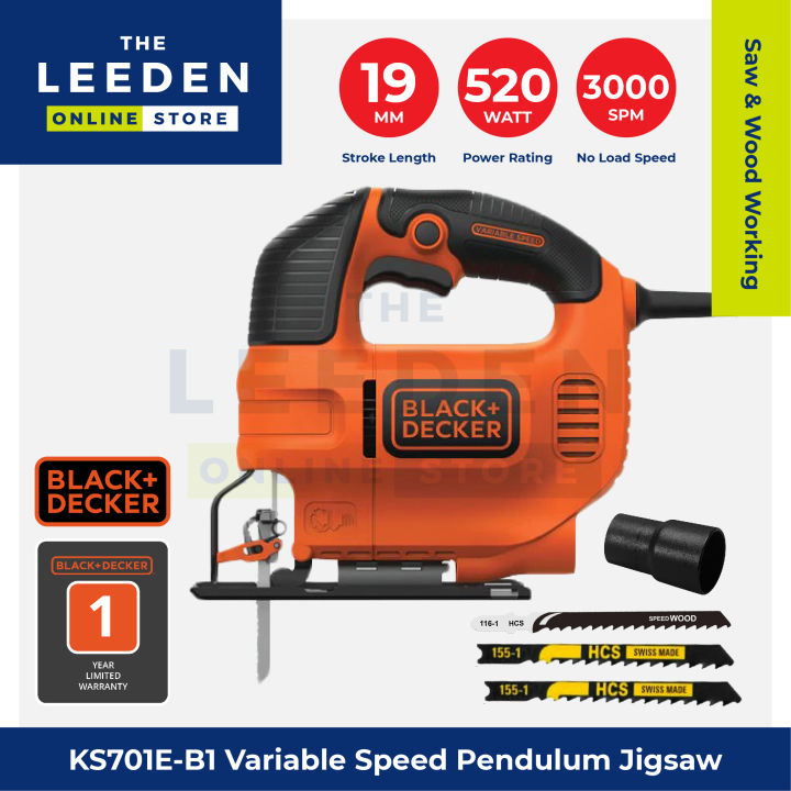 BLACK & DECKER KS701E-B1 Variable Speed Jig Saw 520W by Leeden Online Store