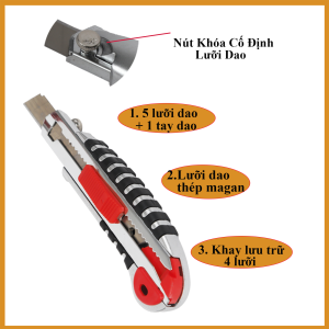 Dao rọc giấy cao cấp bao bọc thép hợp kim(kèm 5 lưỡi trong thân dao)