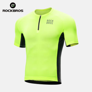 ROCKBROS Men Cycling Jersey Breathable Quick-drying Summer MTB Road Bike Tops Elastic Reflective Bicycle Clothing