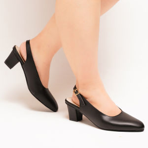 Sepatu Bustong Kerja Kantor | Wanita Bigsize 35 45 | Mules Heels Lancip Hitam Hak Tinggi 5 cm Modis