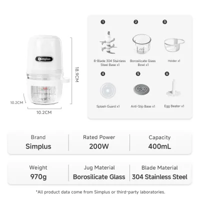 SimplusPink Pengisar Daging 400mL Mini Baby Food Processor 304 Stainless Steel 200W Powerful Motor Meat Grinder Blender