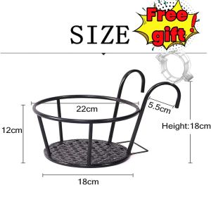 Iron Art Balcony Flower Pot Hanging Baskets Balcony Plant Racks Wrought Thicken Hanging Plant Holder