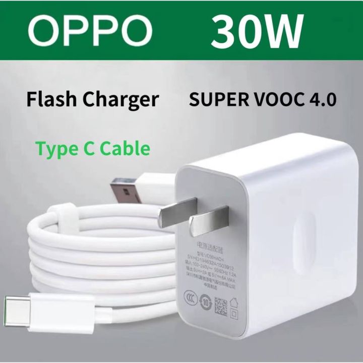 OPPO 30W Super VOOC Flash Fast Charger Wall Charger USB Type C Cable ...