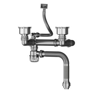 :Kitchen Drain Pipe / Vegetable Sink Sewer Pipe / Double Sink Drain Kit / Anti-Odor High-Temperature Resistant Valve Core