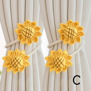1pair Sunflower Flower Shape Window Curtain Buckles Curtain Tieback Romantic