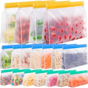 Reusable Silicone Food Storage Bag Containers Reusable Freezer Bag Leakproof Top Ziplock Bags Kitchen Organizer Pouch for Meat Fruit Veggies
