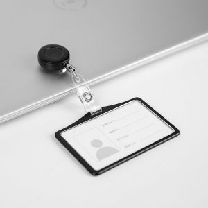 MMLUCK dây đeo thẻ học sinh Chứng Minh Thư Cuộn Huy hiệu có thể thu vào Danh thiếp Kẹp thẻ ID Ví Đựng Thẻ Tên Đồ dùng văn phòng Bảo vệ thẻ ngang Bìa thẻ hợp kim nhôm Nắp thẻ dọc Hộp đựng thẻ đơn giản