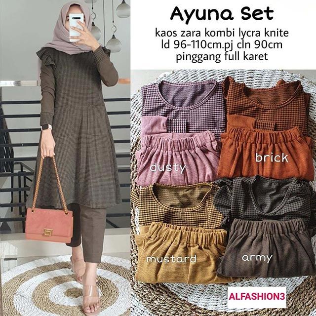 SETCEL Setelan Celana Wanita Kaos Zara Kombi Knite Licra Premium