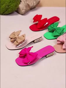 WomenS Sandals 2026 New Summer Korean Style Chunky Heel High Heel Peep-Toe Slippers WomenS Summer Outdoor Bowknot Sandals