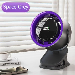 JACIRCLE Multifunctional Mini Desktop Electric Fan Household Air Circulation Fan Clip-on Fan with Display Screen and Light