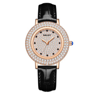 W43 New Womens Brand Quartz Watch Luxury Full Diamond Jewelry Crystal Gem Scale Waterproof Leather Band Ladies Watches