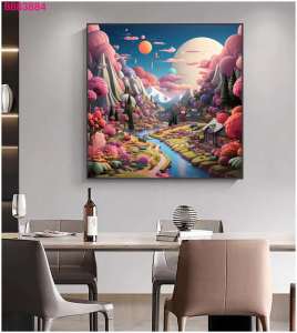 Himalaya Painting Nature Design 40cmx40cm Frameless Waterproof Sintraboard Decorative Wall