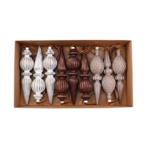 SOULLOV Plastic Vintage Finial Christmas Ornaments Conical Shape Antique Style Christmas Tree Pendants Luxury Retro Xmas Balls Hanging Pendants Christmas Party Decor