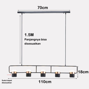 Lampu Gantung Ruang Makan Minimalis Nordic Gaya 5 kepala Memutar Heads Lampu Gantung LED Modern Dekoratif Untuk Restoran/Cafe Bar/kedai /dapur  YUR