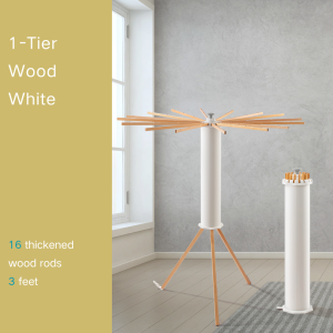 Puraliv.sg Foldable Clothes Drying Rack Multi Layers16 Aluminum/Wood Rods Space Saving for HDB