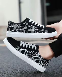 Low-top soft-soled printed flower trendy sneakers Summer thin fashion youth versatile sports casual canvas shoes Fashion breathable trendy sneakers Korean trendy student sports sneakers