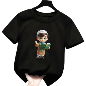 Baju kaos anak laki-laki gambar lebaran kaos atasan lengan pendek untuk usia 2-12 tahun