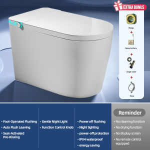 Smart Toilet Built In Tank No Water Pressure Limit Auto Lid Open Bidet Wash Feminine Wash Cold Air Dry Auto Flush On Leave Lid Close UV Sterilization Waterproof Shockproof