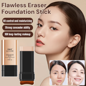 Flawless Eraser Moisturizing Concealer Foundation Stick with Brush Lightweight Lasting Invisible Pore Waterproof Brighten