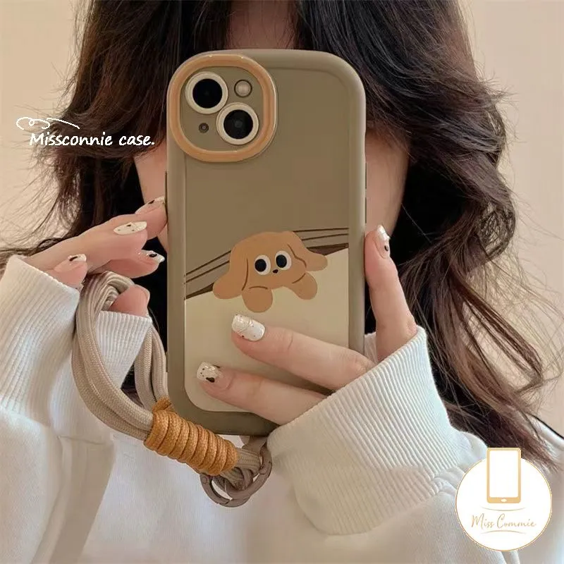 MissConnie Korean Cute Black Cat Dog Phone Strap Cover Compatible