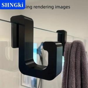 SHNGki 2 cái móc tắm hạng nặng 3D thích hợp cho cửa kính 8mm-không cần khoan móc nhựa-Khăn lưu trữ phòng tắm khăn