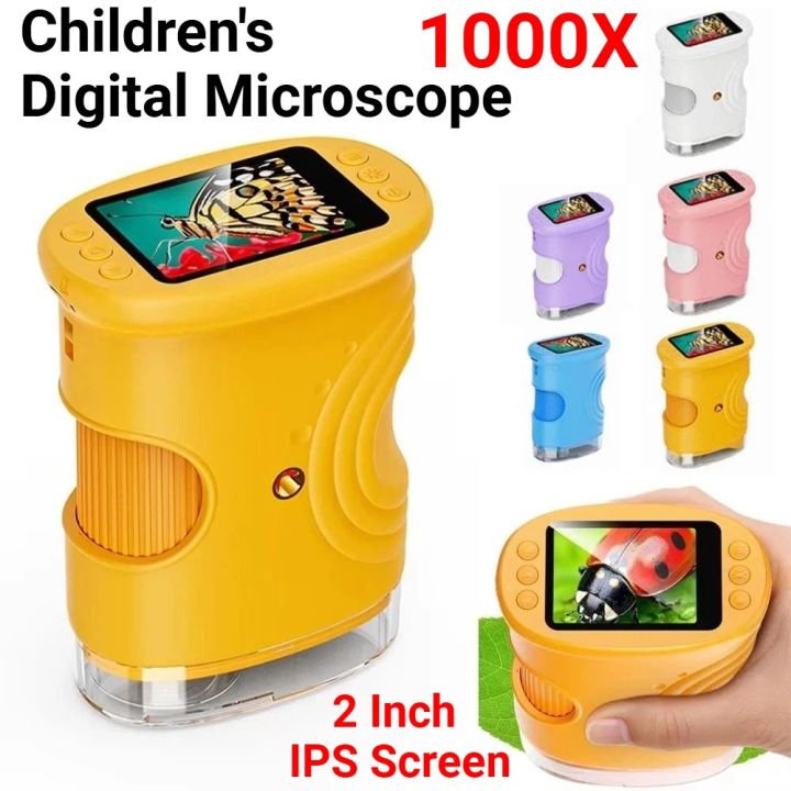 Microscopes KECTTIO 2 Inch IPS Screen Handheld Digital Microscope Portable HD Kids ...