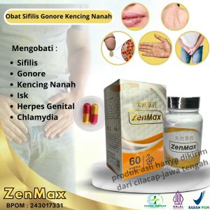 ZenMax  - 60 Kapsul Obat Sifilis Raja Singa Kencing Nanah Gonore Infeksi Saluran Kemih Ampuh Bergaransi