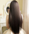 Wig Full Lace Sintesis Rambut Panjang Lurus Wanita Natural. 