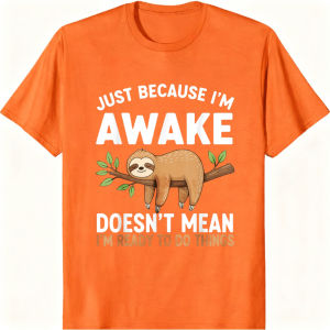 [Local Stock] VCC Funny Sloth Animal Cartoon Humorous Quote Text Crew Neck Short Sleeve T-Shirt Summer Cotton Casual Fashion Man Women T Shirt