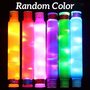 DIY LED Retractable Light Tube Rainbow Pop Tube Toys Sensory Fidget Toys Flash Light Autism Kids Stress Relief Toys