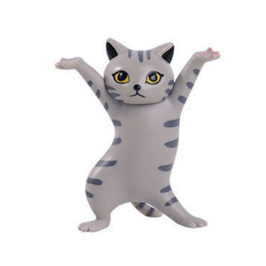[Wondering] Air-Pods Holder cat Pen Holder Dancing Cat Headset Bluetooth holder Decoration Cute Toy Desktop office decoration Creative Birthday Gift For PVC Handmade Decoration Earphone Headphone stand rack