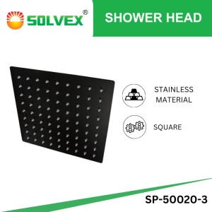 SOLVEX Kepala Shower Stainless Hitam Head Wall Shower Kotak 8-10 INCH