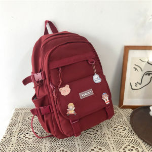 Desilstyle Tas Ransel Sekolah Wanita Versi Korea Terbaru Tas Sekolah SD SMP SMA Menengah Populer 2023 Dengan Kapasitas Besar Free Pin