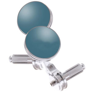 รถมอเตอร์ไซค์ขนาด7/8 "กระจกกระจกมองหลังข้างตัวยึดกระจกปลายราวมือจับขนาดเล็กกระจกสีฟ้าสำหรับฮาร์เลย์ฮอนด้ายามาฮ่าคาเฟ่ Racer Bobber