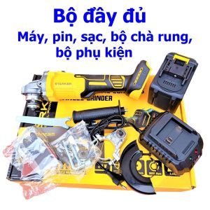 Máy mài góc dùng pin STARKER Đức SK-880AGT tặng pin dày 20 cell và bộ chà nhám rung hàng cho thợ