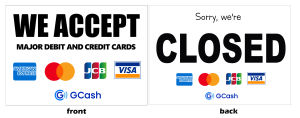 MAJOR DEBIT AND CREDIT CARDS DOOR BANNER