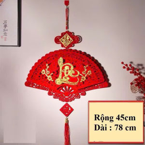 [Tặng móc] Khánh Quạt Nhung + Combo Trang Trí Tết Chữ PHÚCLỘCTHỌTẾT Treo Tường Màu Đỏ Rực Rỡ Cầu May Mắn Bình An