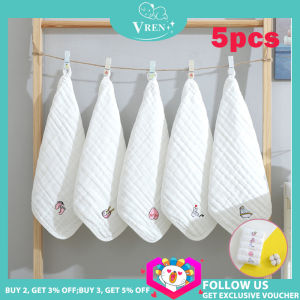 VREN Khăn Tắm Rửa Mặt Em Bé 6 Lớp Bằng Cotton Khăn Tay Nhỏ Cho Trẻ Em Khăn Tay Trẻ Sơ Sinh Khăn Lau 5 Chiếc