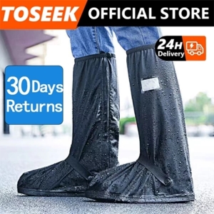 TOSEEK Waterproof Shoe Covers Non-Slip Water Resistant Overshoes Silicone Rubber Rain Shoe Cover Outdoor cycling Protectors apply to Men Women