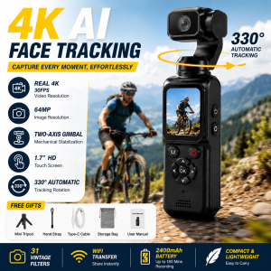 4K Digital Camera With AI Face Tracking WiFi Portable Handheld Vlogging Camera for Travel