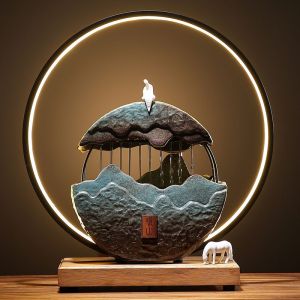 Decorative Accessories Water Fountain Indoor Water Feature Decorative Items Display Chinese Style Water Fountain Decoration Housewarming Gift Home Decoration Items Water Fountain Desktop Decoration Accessories