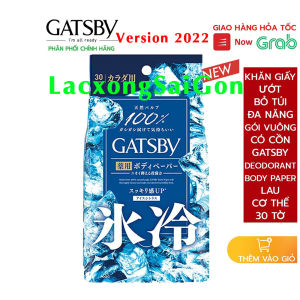 Khăn giấy ướt khử mùi diệt khuẩn Gatsby Ice CItrus cực cay mát nhất gói 30 miếng ( made in Japan )