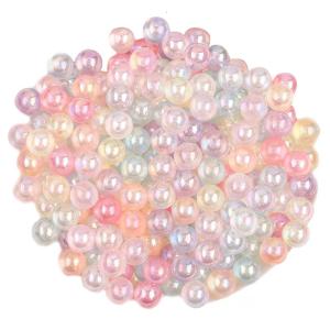 ลูกปัดอะคริลิคเคลือบ AB ไม่มีรูหลากสีกำไลสำหรับทำลูกปัดทรงกลมลูกปัดอุปกรณ์งานประดิษฐ์