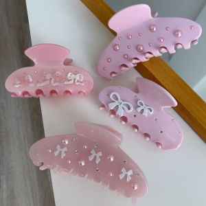 FEFDTQ Hair Clip Emijay Hair Claw Shark Clip Rhinestone Pink Bow Hair Claw Creative Geometry Acetic Acid Shark Clip Girls