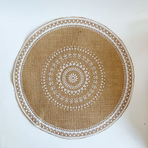 UNQIN Furniture Dining Table Heat Insulation Round Embroidery Middle East Style Plate Table Placemat Kitchen Supplies Coffee Cup Mats Coaster